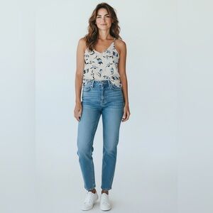 Banana Republic Women's Blouse - White and Blue